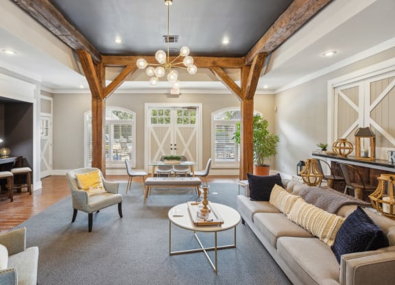 a living room with a couch and a coffee table