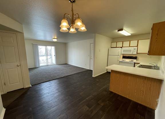 A kitchen with a sink and a window.