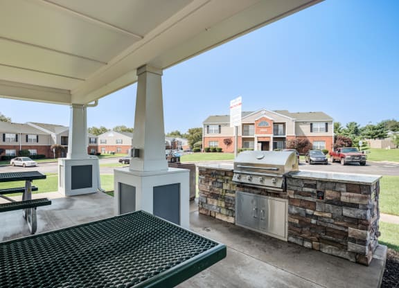the preserve at ballantyne commons spacious covered patio with grill and table