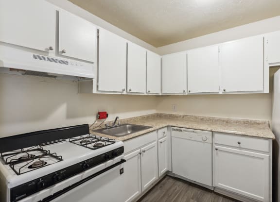 the preserve at ballantyne commons apartment kitchen with stove and sink