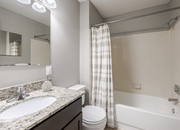 a bathroom with a sink toilet and shower and a tub