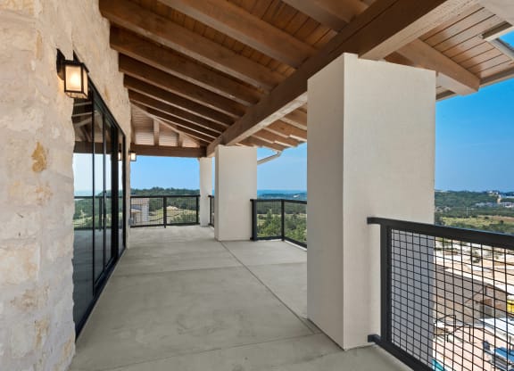 the views of the canyon from the balcony of a house