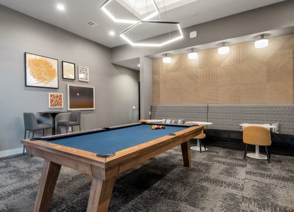 The Atwater Apartments Game Room with Pool Table