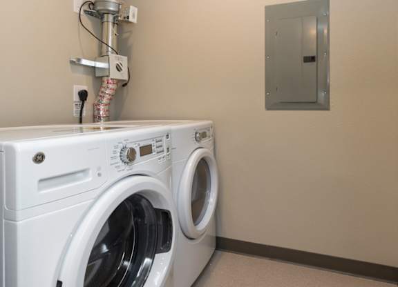 spacious laundry and storage