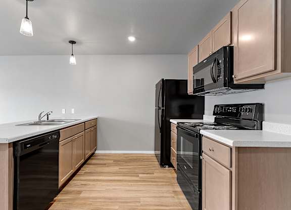 kitchen with black appliances