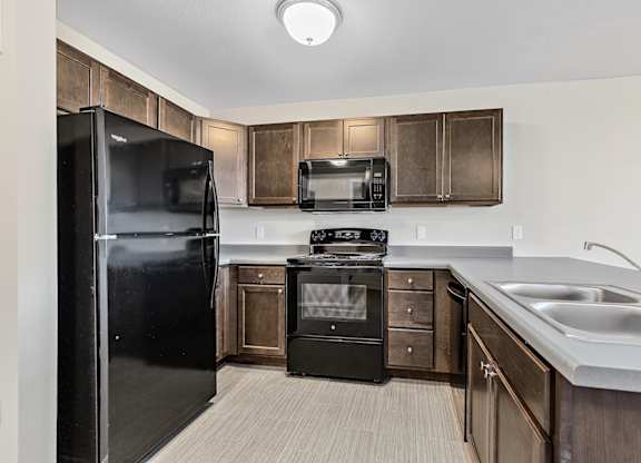Kitchen with black appliances