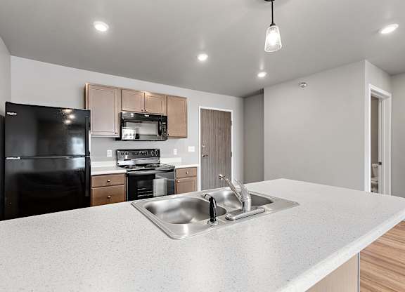 kitchen with black appliances