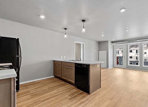 kitchen looking into living room