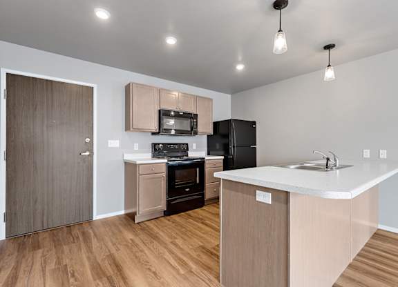 kitchen with black appliances