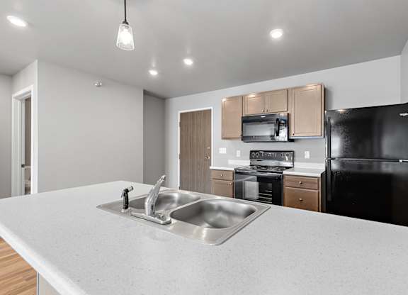 kitchen with black appliances