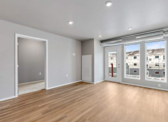 living room with large windows