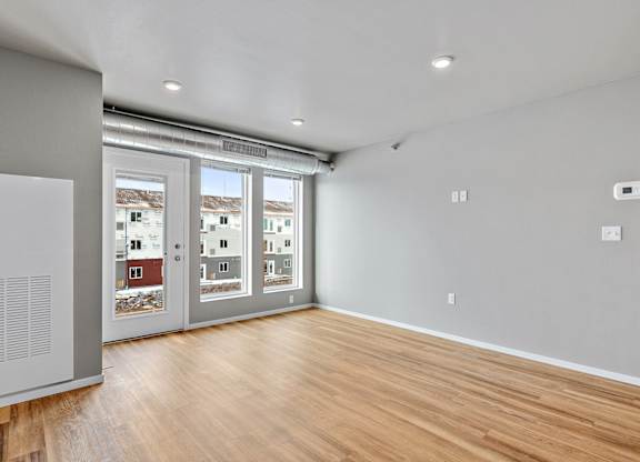 living room with large windows