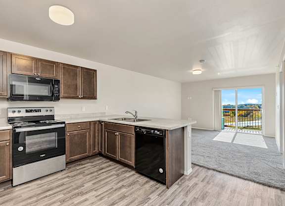kitchen with black appliances