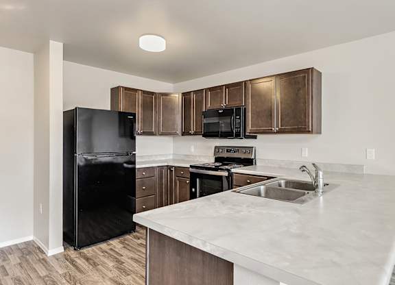 kitchen with black appliances