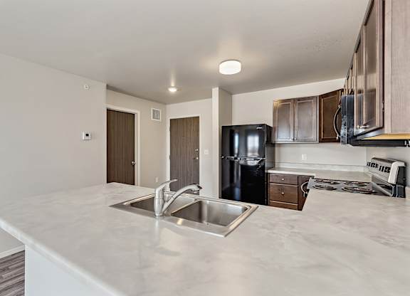 kitchen with black appliances