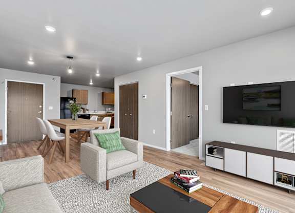 living room looking into kitchen