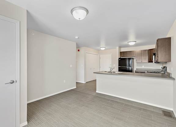 Kitchen with black appliances