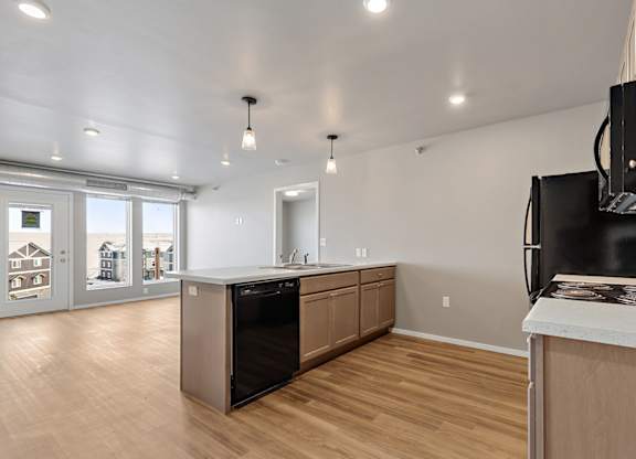 kitchen with black appliances