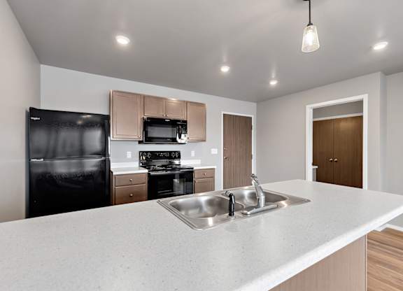 kitchen with black appliances