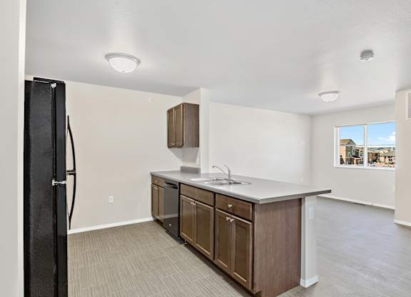 Kitchen with black appliances