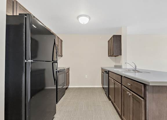 Kitchen with black appliances