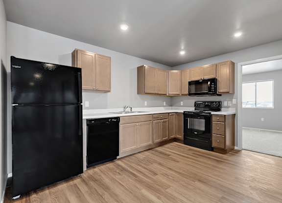 kitchen with black appliances