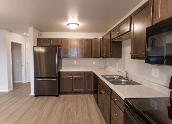 kitchen with long spacious countertops