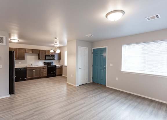 living room looking into kitchen