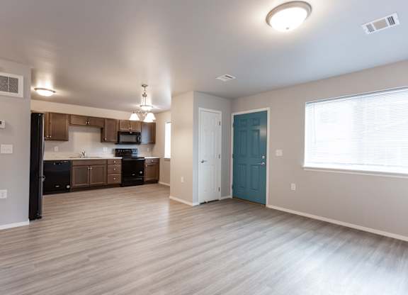 living room looking into kitchen