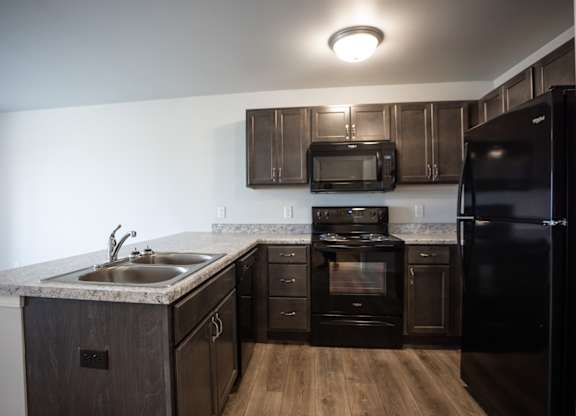 kitchen with black appliances