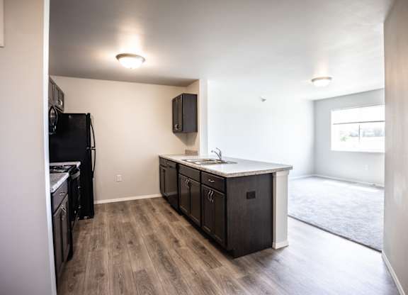 kitchen into living room