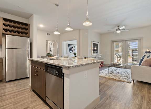 Modern Kitchen with Island at McCarty Commons, San Marcos