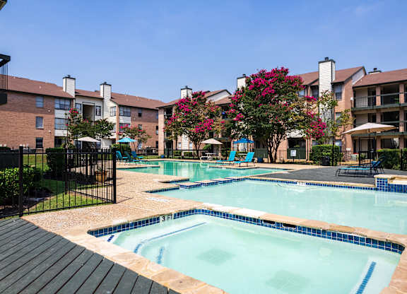 Swimming pool view at Brook Meadow Village, Austin, Texas
