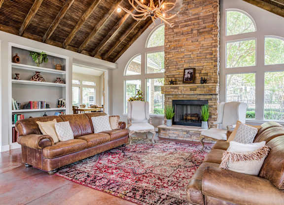 Lounge Area With Fireplace at Cornerstone Ranch, Katy, Texas