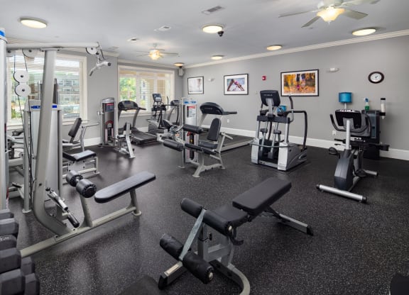Fitness Center With Updated Equipment at Abberly Crossing Apartment Homes by HHHunt, Ladson, 29456