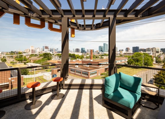a view of the city from the rooftop deck at Abberly Foundry Apartment Homes, Nashville, 37203