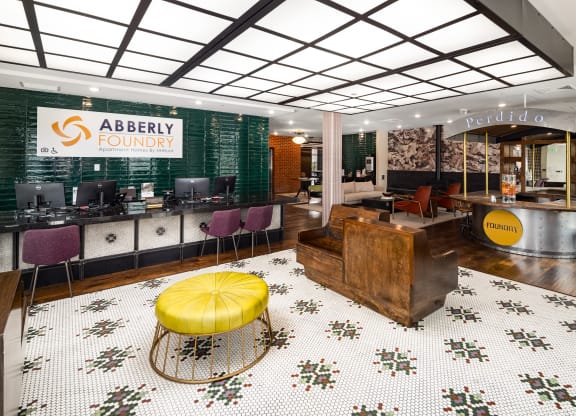 the lobby of the abbey foundry at Abberly Foundry Apartment Homes, Nashville, TN, 37206