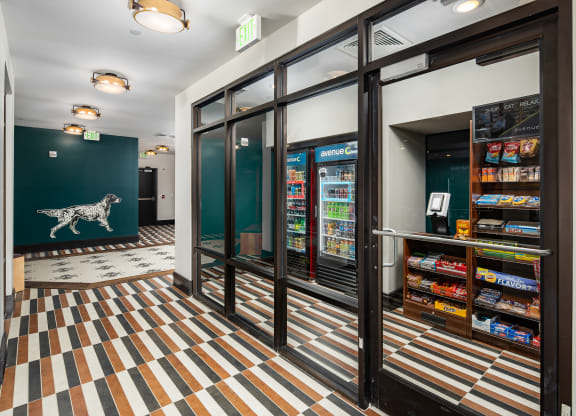 a view of the entrance to the store from the lobby at Abberly Foundry Apartment Homes, Nashville, Tennessee