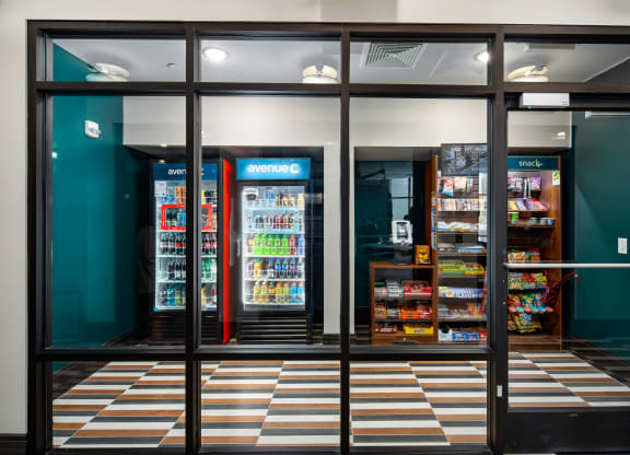a row of refrigerators in a store with a checkered floorat Abberly Foundry Apartment Homes, Nashville, TN, 37206