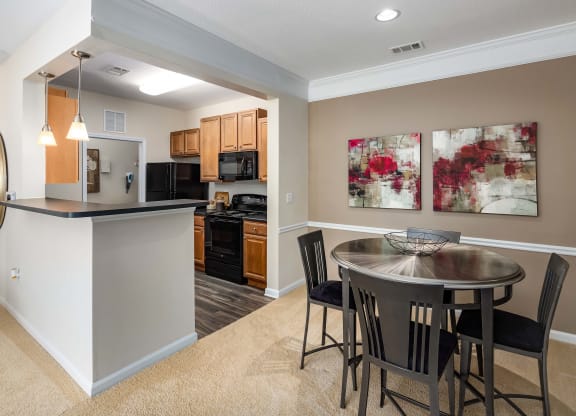 Kitchen and Dining Area at Abberly Woods Apartment Homes, North Carolina