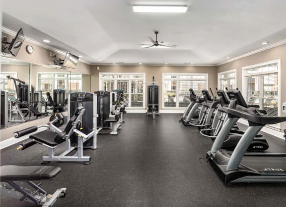 Well Equipped Fitness Center at Abberly Woods Apartment Homes, NC 28216