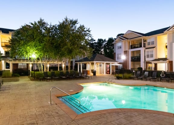 Swimming Pool During Dusk at Abberly Woods Apartment Homes, North Carolina 28216