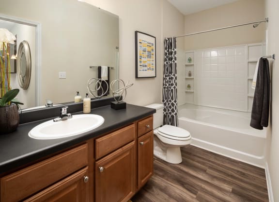 Plank Flooring in Bathroom at Abberly Woods Apartment Homes, Charlotte, 28216