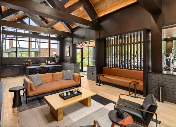 a view of the living room and kitchen from the dining room  at Abberly Riverwalk Apartment Homes, Nashville, Tennessee