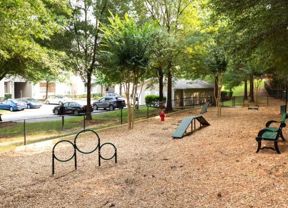 Dog park with agility equipment at Abberly Grove Apartment Homes, Raleigh, 27610