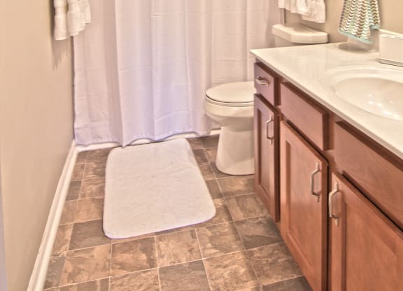 Bathroom with Extra Storage at Asherton of Dublin Apartments