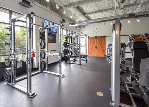 Fitness Center Gym at Landmark Lofts Apartments in Hilliard Ohio