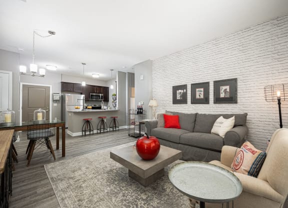 a living room with a couch and a table