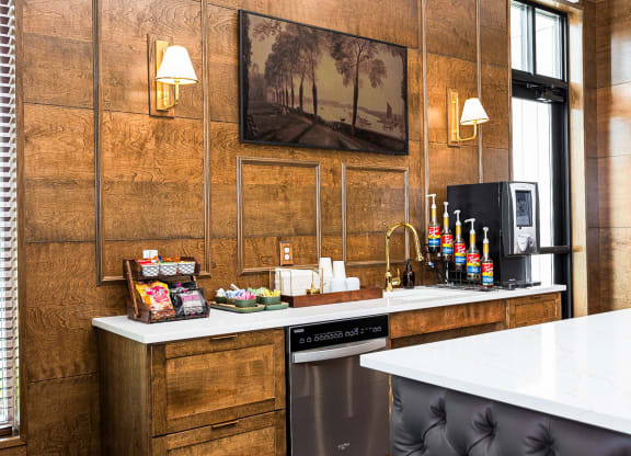 a kitchen with a counter top and a sink