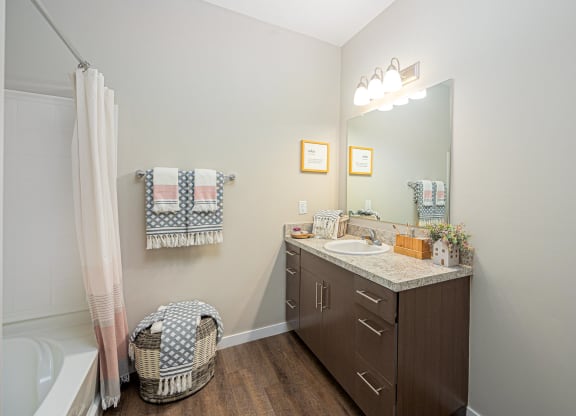 a bathroom with a sink and a toilet and a mirror